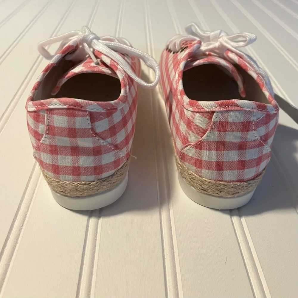 Esprit Eloise Pink Gingham Lace-Up Sneakers Size 10M New Preppy Spring